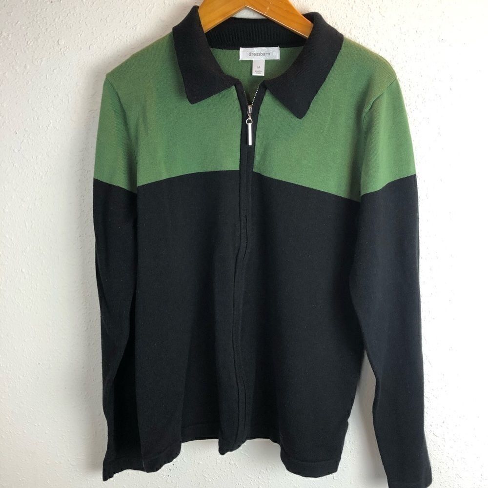 Dress Barn Full Zip Collared Sweatshirt Top Size M